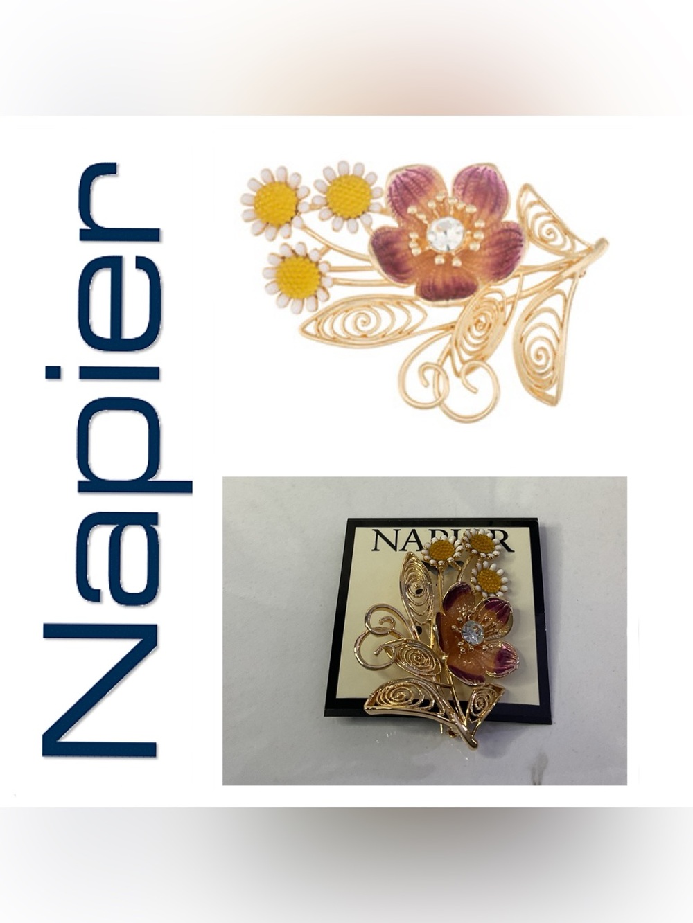 🌟🌟 Napier Stone Flower Brooch